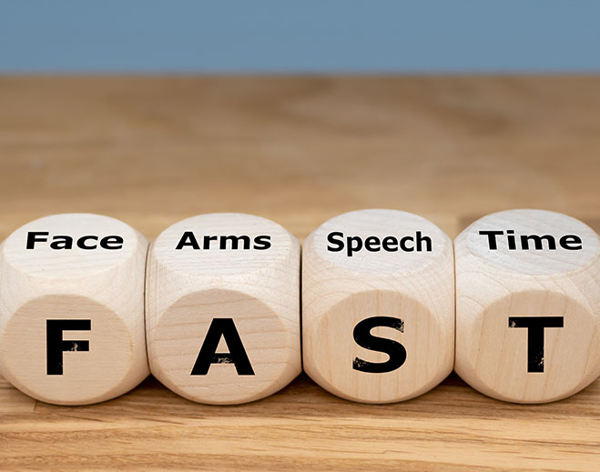 FAST stroke warning acronym on blocks