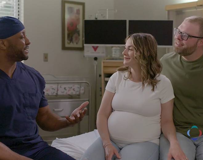 People talking in hospital room