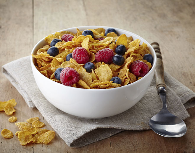 Bowl of cereal with fresh berries