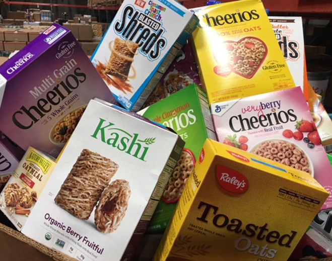 Cereal boxes collected for food donation drive