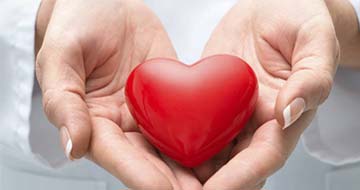 Hands holding red heart symbol