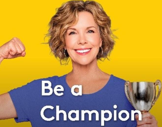 Person holding trophy with motivational message